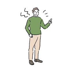 中年男性　全身　手描き　イラスト
