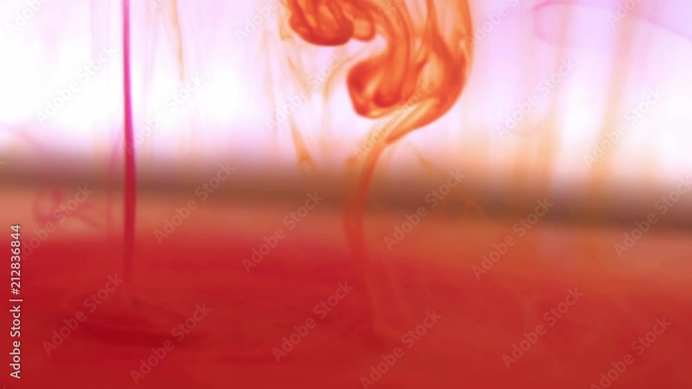 Poster falling ink drops motion dynamic in water. soft ambient background.