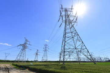 The power supply facilities of contour in the evening