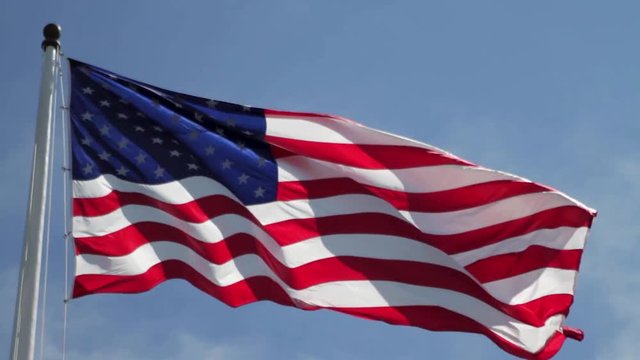 Fort Sumter Flag waving in July on windy day