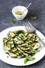 Grilled zucchini with basil and olive oil