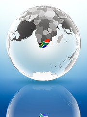 South Africa on political globe