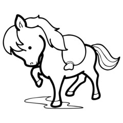 Horse cartoon illustration isolated on white background for children color book