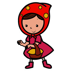 Red Riding Hood cartoon illustration isolated on white background for children color book