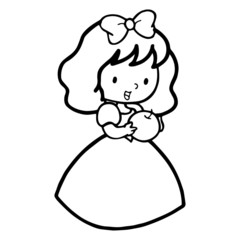 Snow White cartoon illustration isolated on white background for children color book