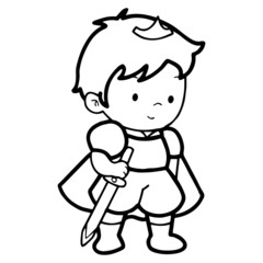 Prince cartoon illustration isolated on white background for children color book