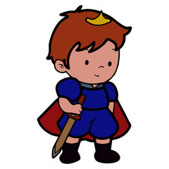 Prince cartoon illustration isolated on white background for children color book