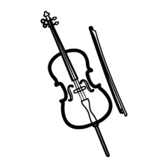 Violin cartoon illustration isolated on white background for children color book