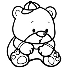 Cute bear cartoon illustration isolated on white background for children color book