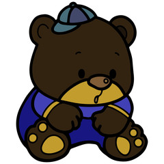 Cute bear cartoon illustration isolated on white background for children color book