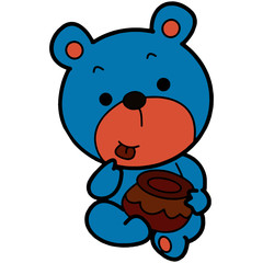 Cute bear cartoon illustration isolated on white background for children color book