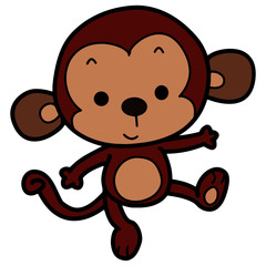 Cute monkey cartoon illustration isolated on white background for children color book