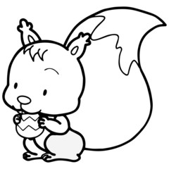 Squirrel cartoon illustration isolated on white background for children color book