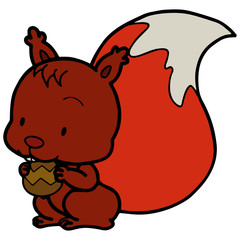 Squirrel cartoon illustration isolated on white background for children color book