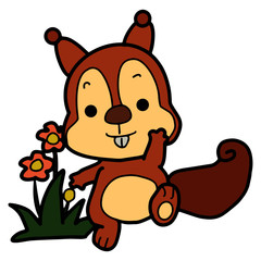 Squirrel cartoon illustration isolated on white background for children color book