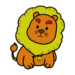 Cute lion cartoon illustration isolated on white background for children color book
