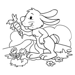 Cute rabbit cartoon illustration isolated on white background for children color book