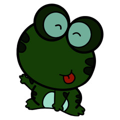 Cute frog cartoon illustration isolated on white background for children color book