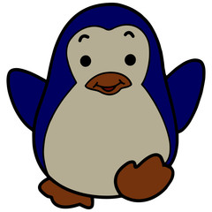 Cute penguin cartoon illustration isolated on white background for children color book