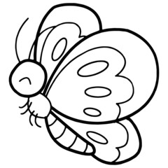 Cute butterfly cartoon illustration isolated on white background for children color book