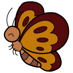 Cute butterfly cartoon illustration isolated on white background for children color book