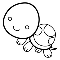 Cute turtle cartoon illustration isolated on white background for children color book