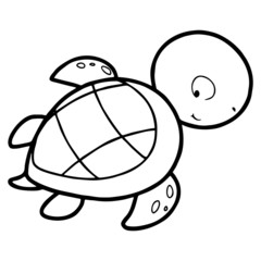 Cute turtle cartoon illustration isolated on white background for children color book