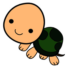 Cute turtle cartoon illustration isolated on white background for children color book