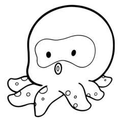 Cute octopus cartoon illustration isolated on white background for children color book