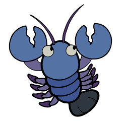 Cute lobster cartoon illustration isolated on white background for children color book
