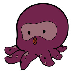 Cute octopus cartoon illustration isolated on white background for children color book