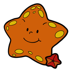 Cute star fish cartoon illustration isolated on white background for children color book