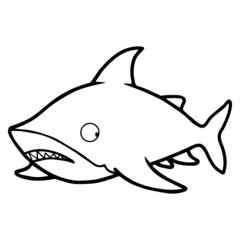 Fototapeta premium Shark cartoon illustration isolated on white background for children color book