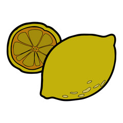 Cute lemon cartoon illustration isolated on white background for children color book
