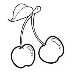 Cherry cartoon illustration isolated on white background for children color book
