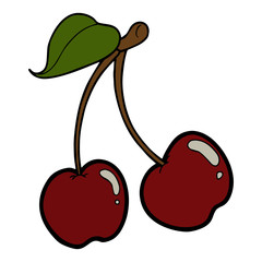 Cherry cartoon illustration isolated on white background for children color book