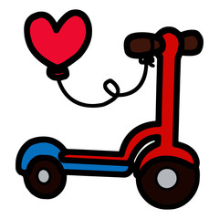 Kick scooter cartoon illustration isolated on white background for children color book