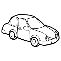 Cute cartoon car on white background for children’s prints, t-shirt and funny and friendly character for kids