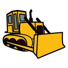 Cute bulldozer cartoon illustration isolated on white background for children color book © Huy