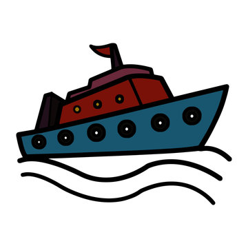 recommend clip art: Battleship cartoon illustration isolated on white background for children color book