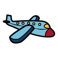 Cute airplane cartoon illustration isolated on white background for children color book