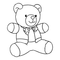 Teddy bear cartoon illustration isolated on white background for children color book