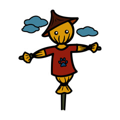 Scarecrow cartoon illustration isolated on white background for children color book