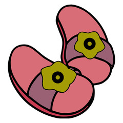 Sandal cartoon illustration isolated on white background for children color book