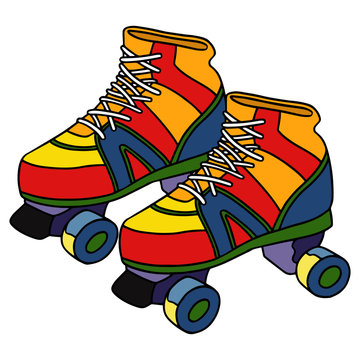 Roller skate cartoon illustration isolated on white background for children color book