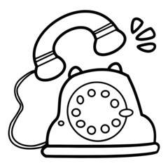 Phone cartoon illustration isolated on white background for children color book