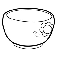 Bowl cartoon illustration isolated on white background for children color book