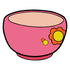 Bowl cartoon illustration isolated on white background for children color book