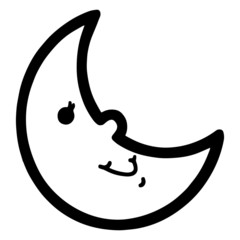 Moon cartoon illustration isolated on white background for children color book