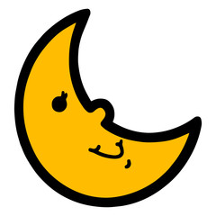 Moon cartoon illustration isolated on white background for children color book